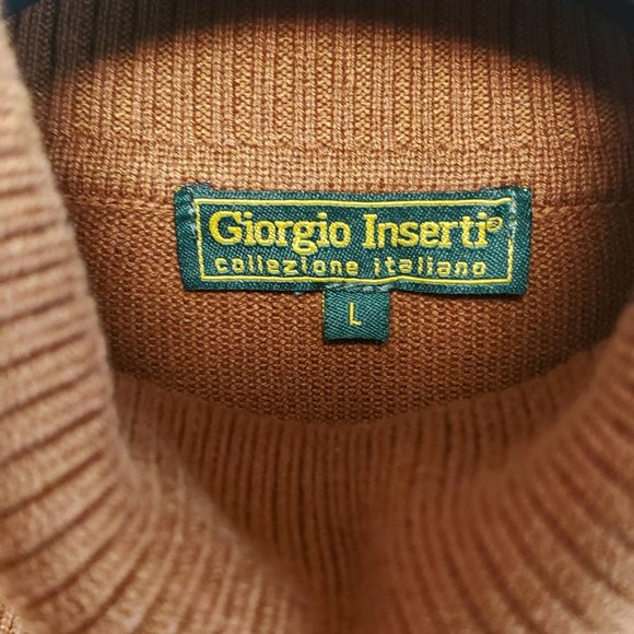 MENS GIORGIO INSERTI BROWN/RUST TURTLENECK SWEATER SIZE LARGE - Picture 5 of 7